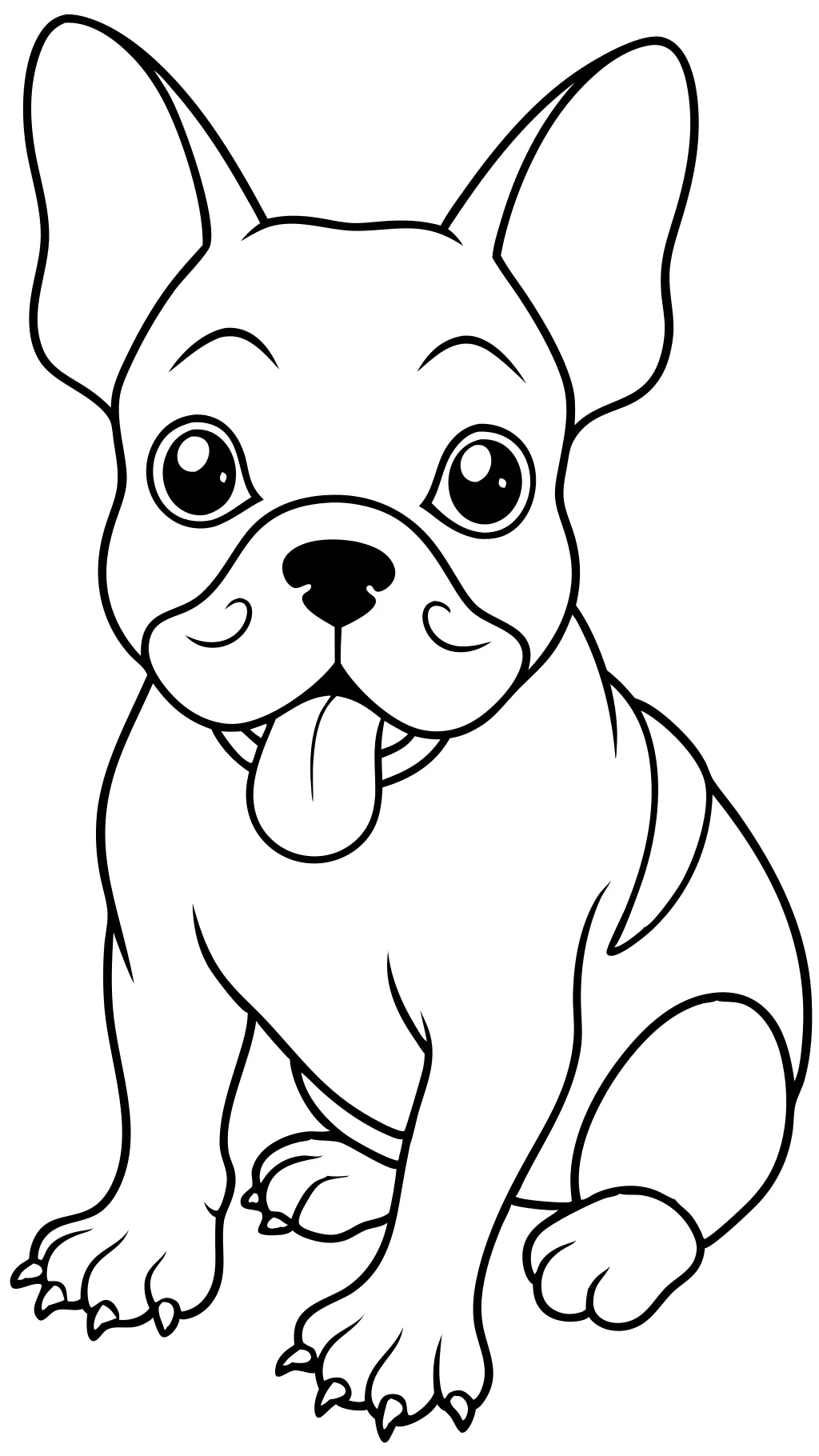 Dibujo de Frenchie Bull Dog Puppy mordiendo sus pies Página para colorear